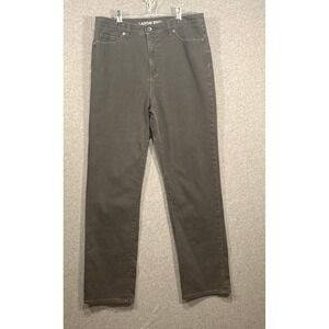 Lands' End Womens High Rise‎ Straight Leg Jeans Black Size 12 Stretch Denim